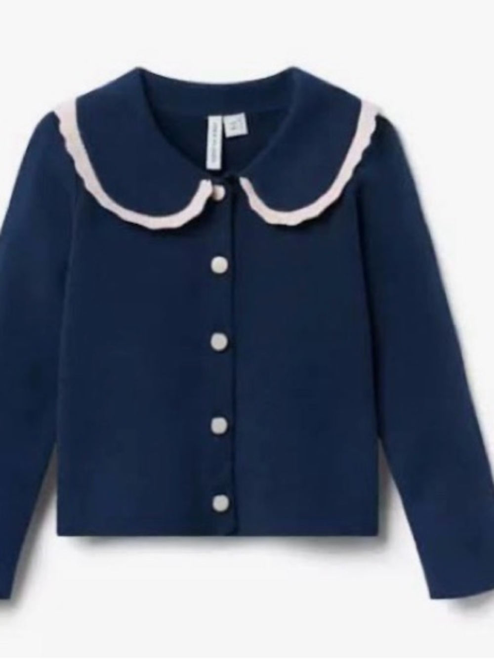 Navy Button-Up kids Sweater with Contrast Collar